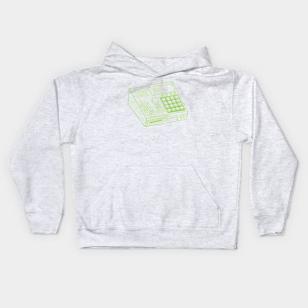 Beat Maker (Yellow Green Lines) Analog / Music Kids Hoodie by Analog Digital Visuals